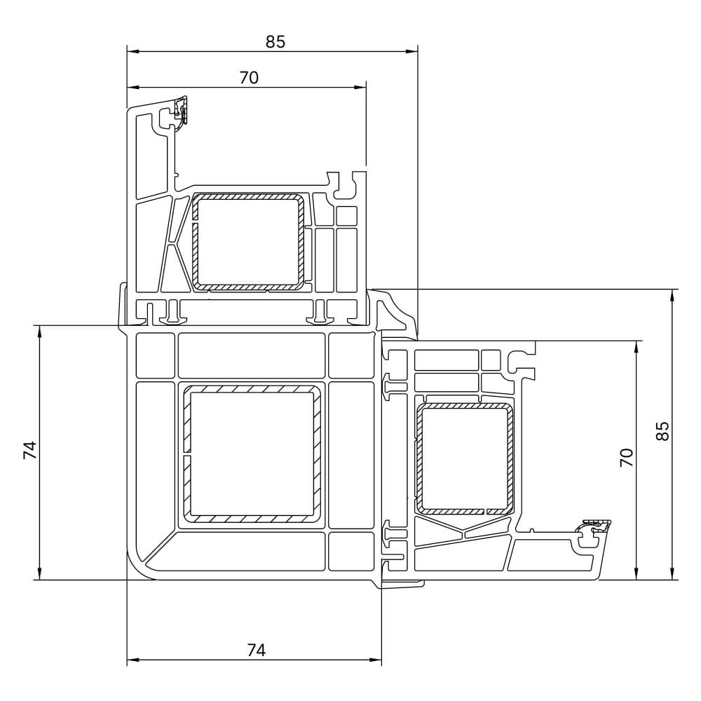 Couplage d’angle 90° pour coin extérieur 