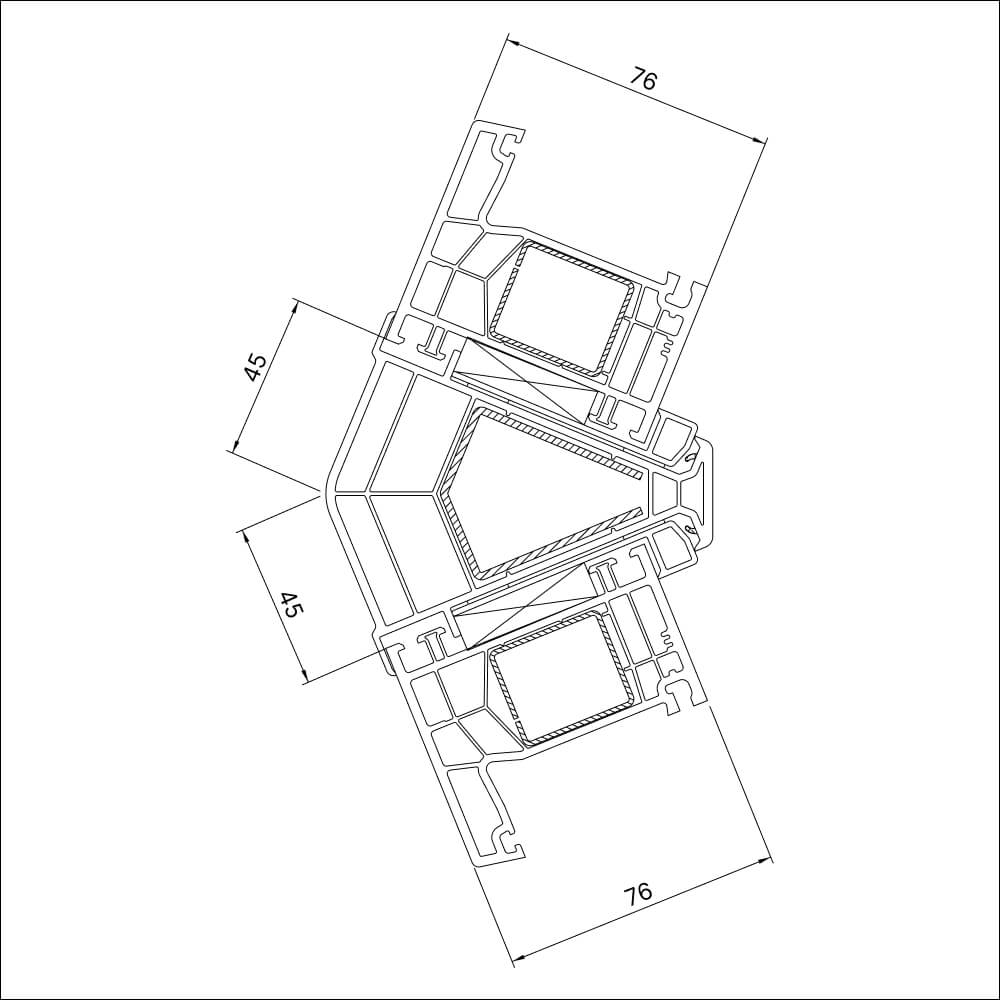 Couplage d’angle 135° pour coin extérieur