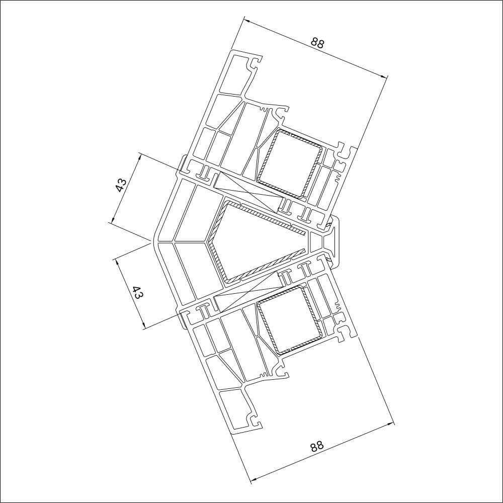 Couplage d’angle 135° pour coin extérieur