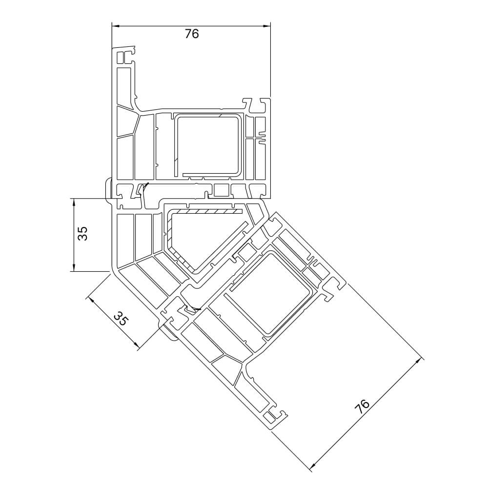 Couplage d’angle 135° pour coin extérieur