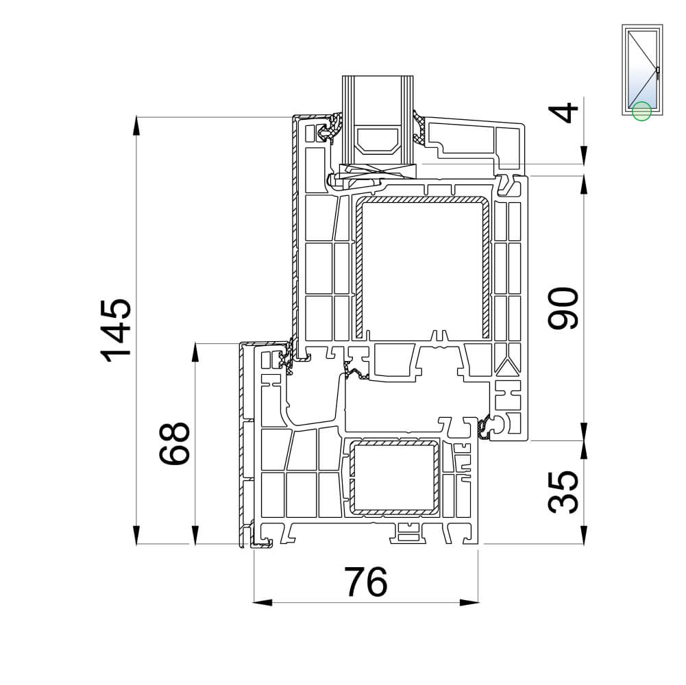 TwinSet neo MD - Porte-fenêtre avec vantail large et mécanisme de porte