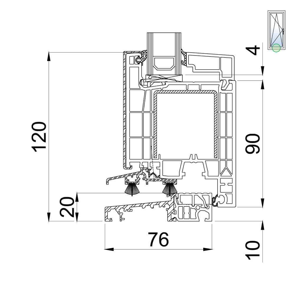 TwinSet neo MD - Porte-fenêtre avec vantail large et seuil plat