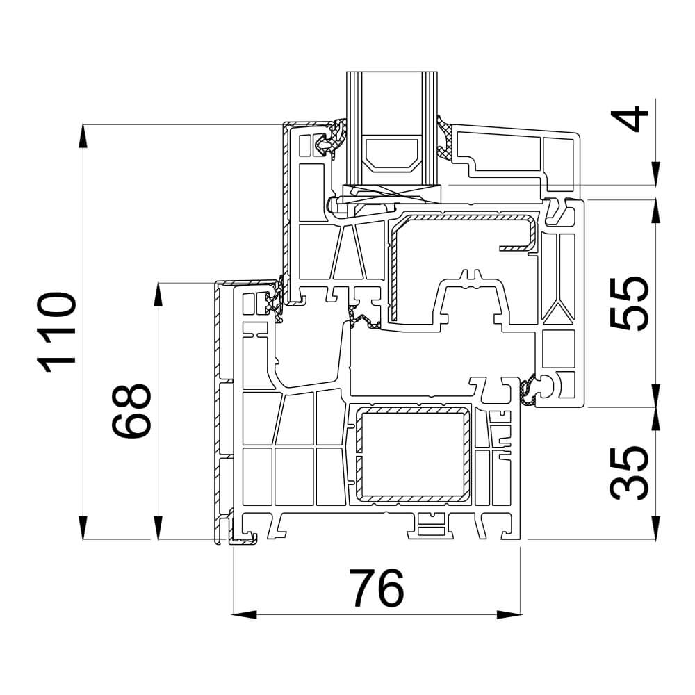 Dessin détaillé cadre et vantail Twinset® neo MD