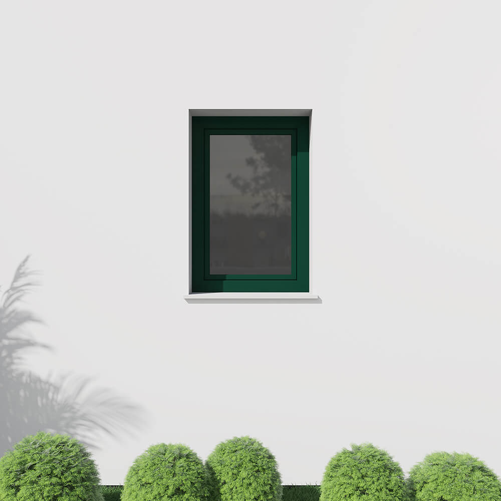 Fenêtre vert mousse (RAL 6005) façade extérieure