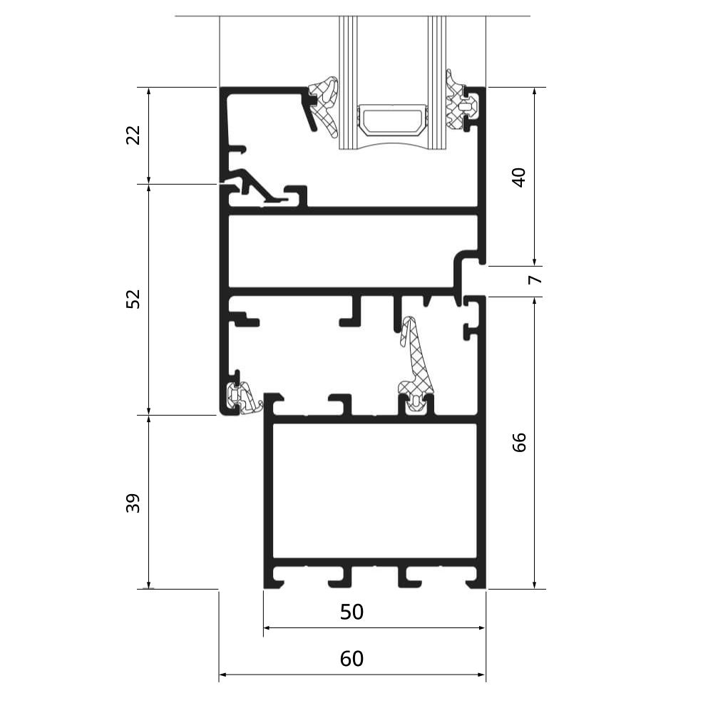 Section du profilé AWS 50.NI