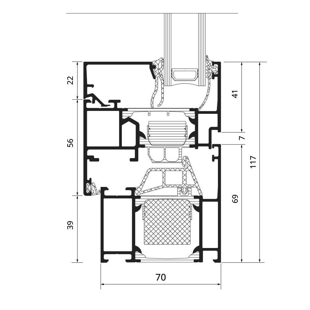 Section du profilé AWS 70.HI