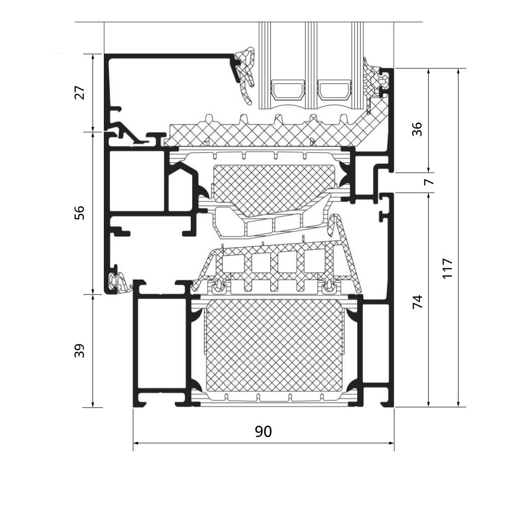 Section du profilé AWS 90.SI+