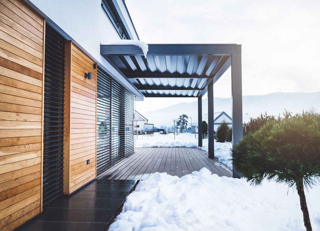 Pergola bioclimatique en hiver