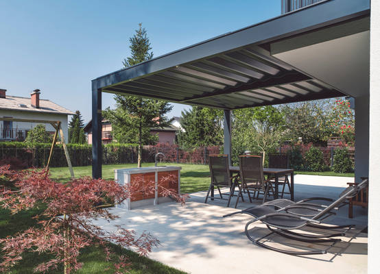 pergola adossée gris anthracite